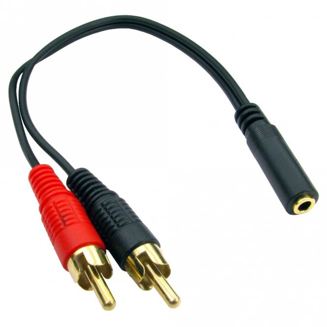 0.2m 3.5mm (F) to 2 RCA (M) Stereo - Gold Pins