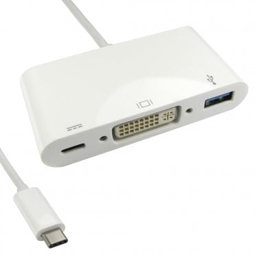 15cm Leaded USB Type-C to DVI & USB Adapter