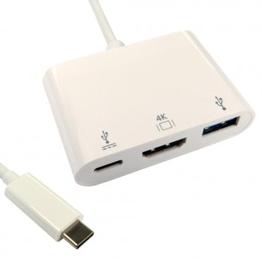15cm Leaded USB Type-C to HDMI & USB Adapter