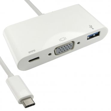 15cm Leaded USB Type C to VGA & USB Adapter