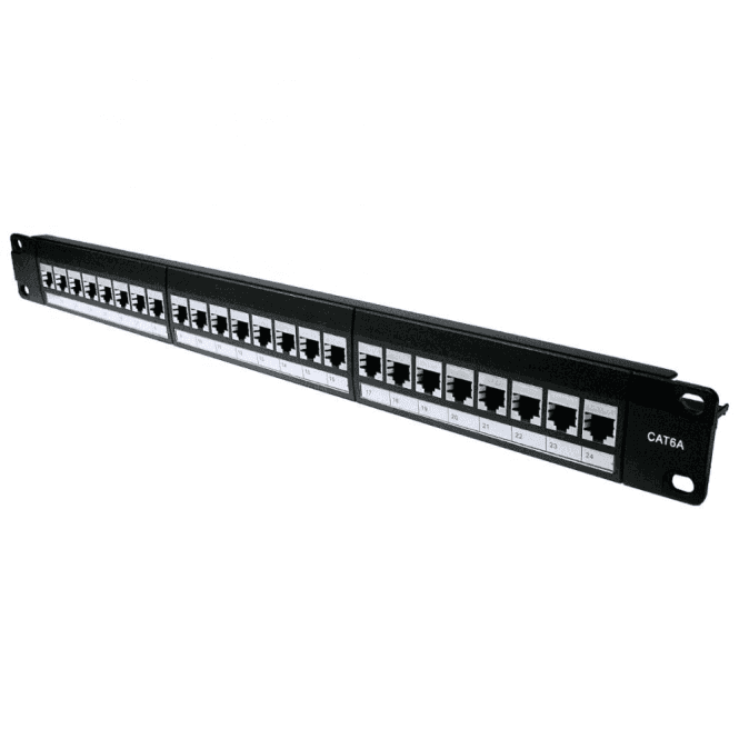 24 Port STP Cat6a Patch Panel - In-line coupler