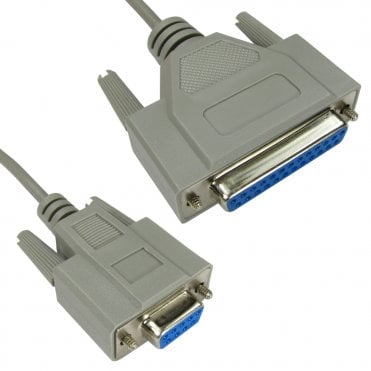 2m D9 Female to D25 Female Null Modem Cable