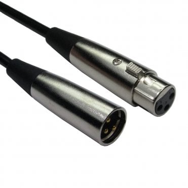3 Pin XLR Male to Female Cable - Silver Hoods