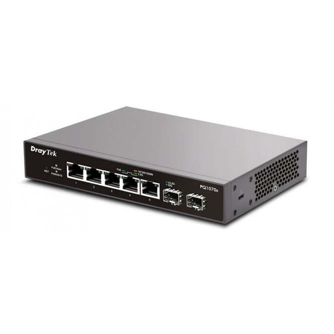 DrayTek PoE+ Switch with 5 x 2.5GbE ports & 2 x 10Gbps SFP+ slots