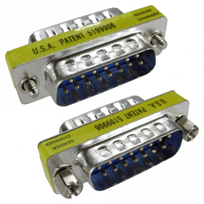 Low Density D15 Male to Male Slimline Gender Changer