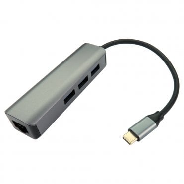 USB-C Gigabit Lan Adapter with 3 Port USB-A Hub