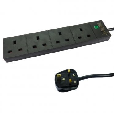 Surge Protected UK Power Extension - Black
