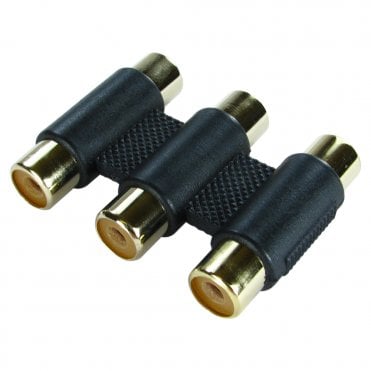 Triple RCA Coupler - Gold Flashed