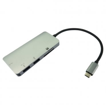 USB Type C to 2 Port USB Hub & Card Reader with PD Function